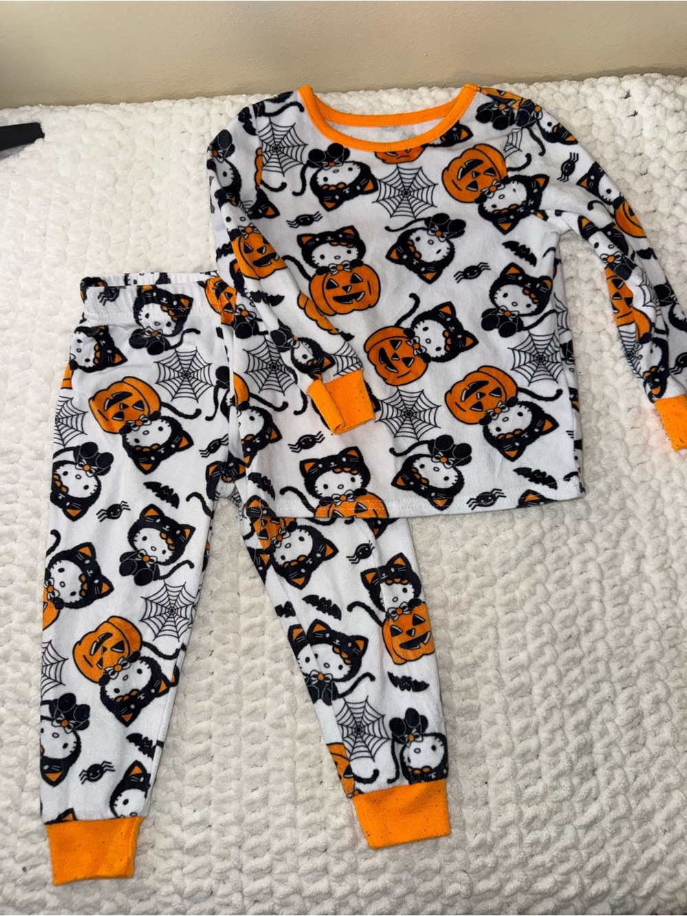 Hello Kitty White & Orange Halloween Plush Pajama Set